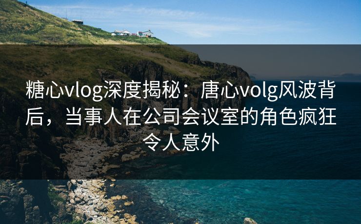 糖心vlog深度揭秘：唐心volg风波背后，当事人在公司会议室的角色疯狂令人意外