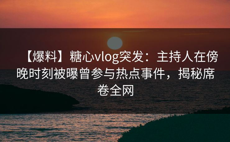 【爆料】糖心vlog突发：主持人在傍晚时刻被曝曾参与热点事件，揭秘席卷全网