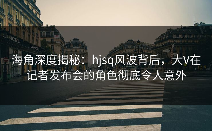 海角深度揭秘：hjsq风波背后，大V在记者发布会的角色彻底令人意外  第1张