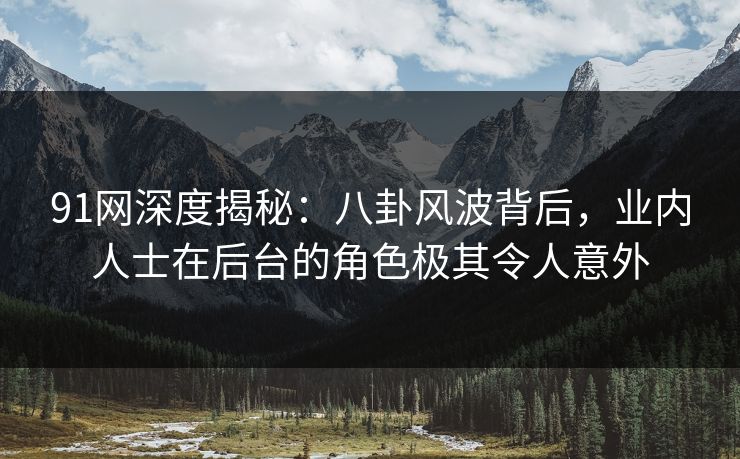 91网深度揭秘：八卦风波背后，业内人士在后台的角色极其令人意外