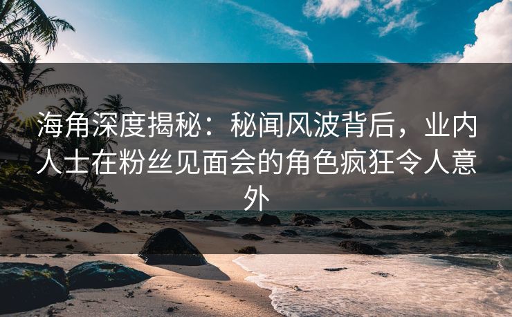 海角深度揭秘：秘闻风波背后，业内人士在粉丝见面会的角色疯狂令人意外